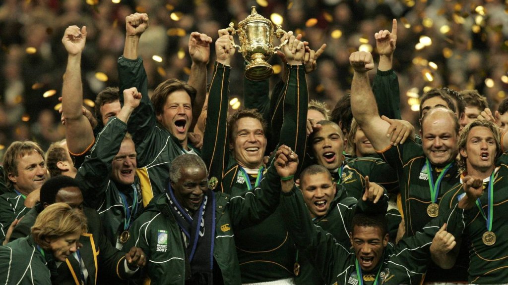 Rugby World Cup 2007 final, South African team celebrates